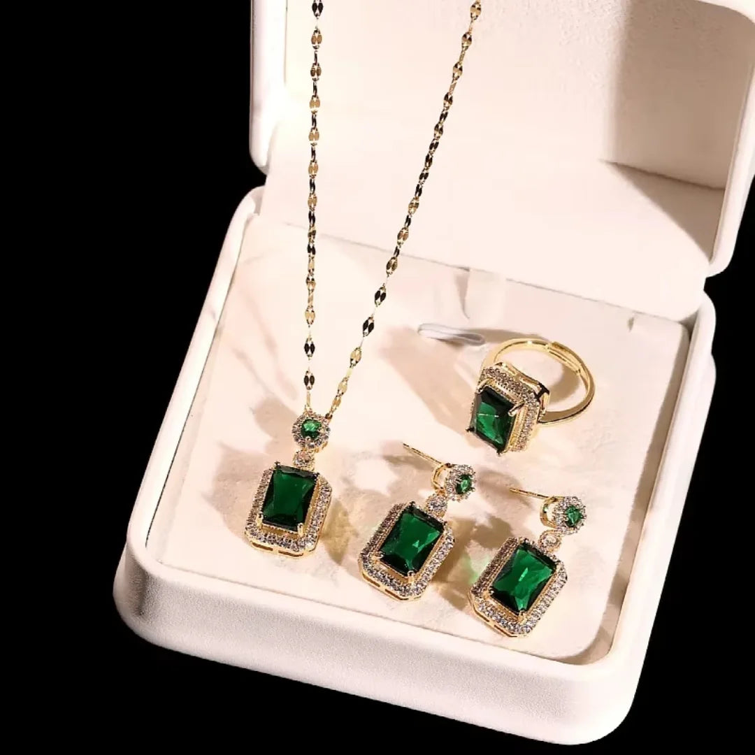May Emerald Birthstone Jewelry Set