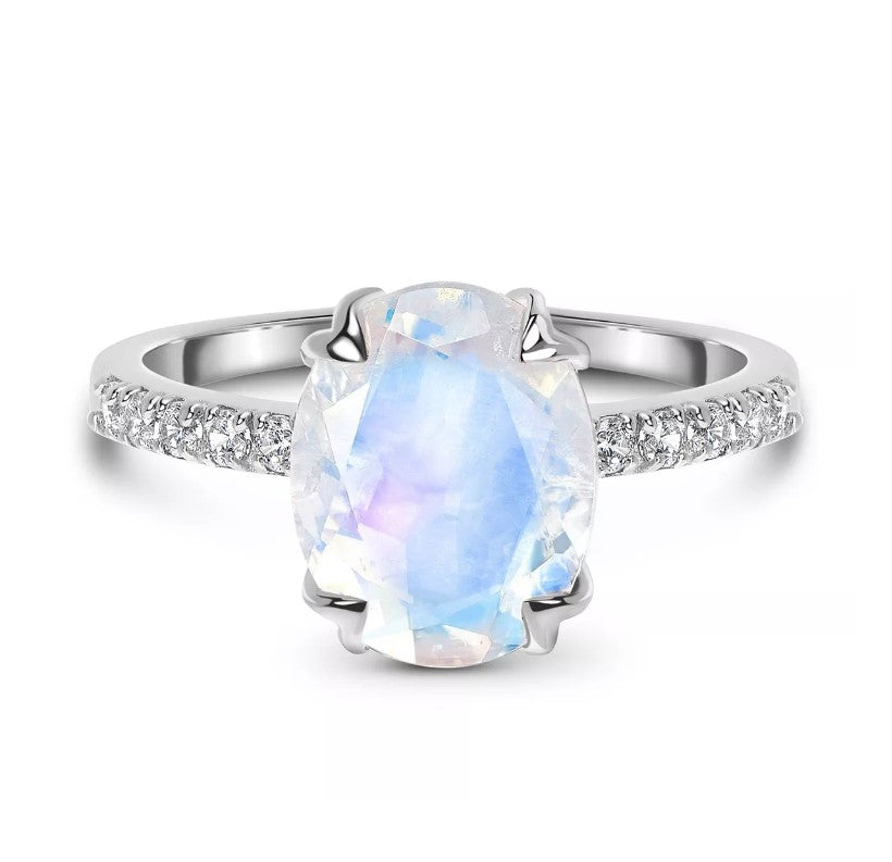 June Oval Moonstone Birthstone Ring
