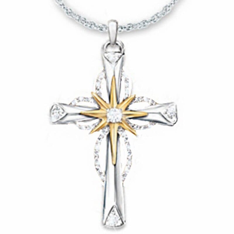 Glowing Star Cross Necklace - Birthmonth Deals
