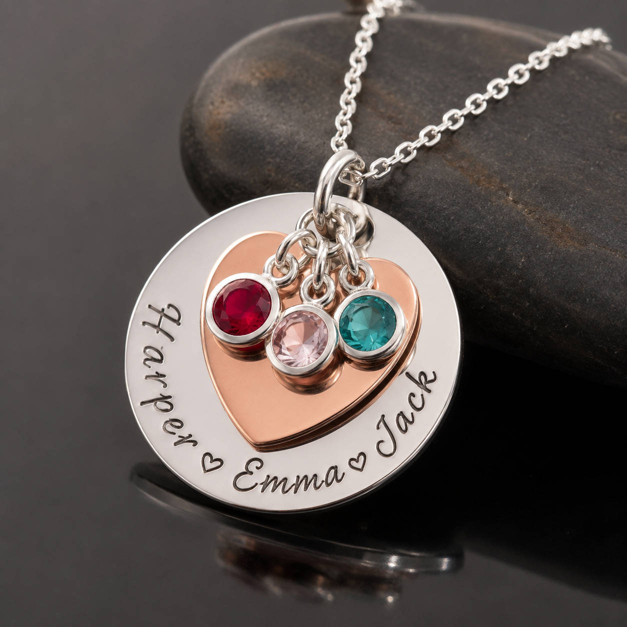 Custom Mother's Birthstone Necklace | Names & Birthstones for Every Child