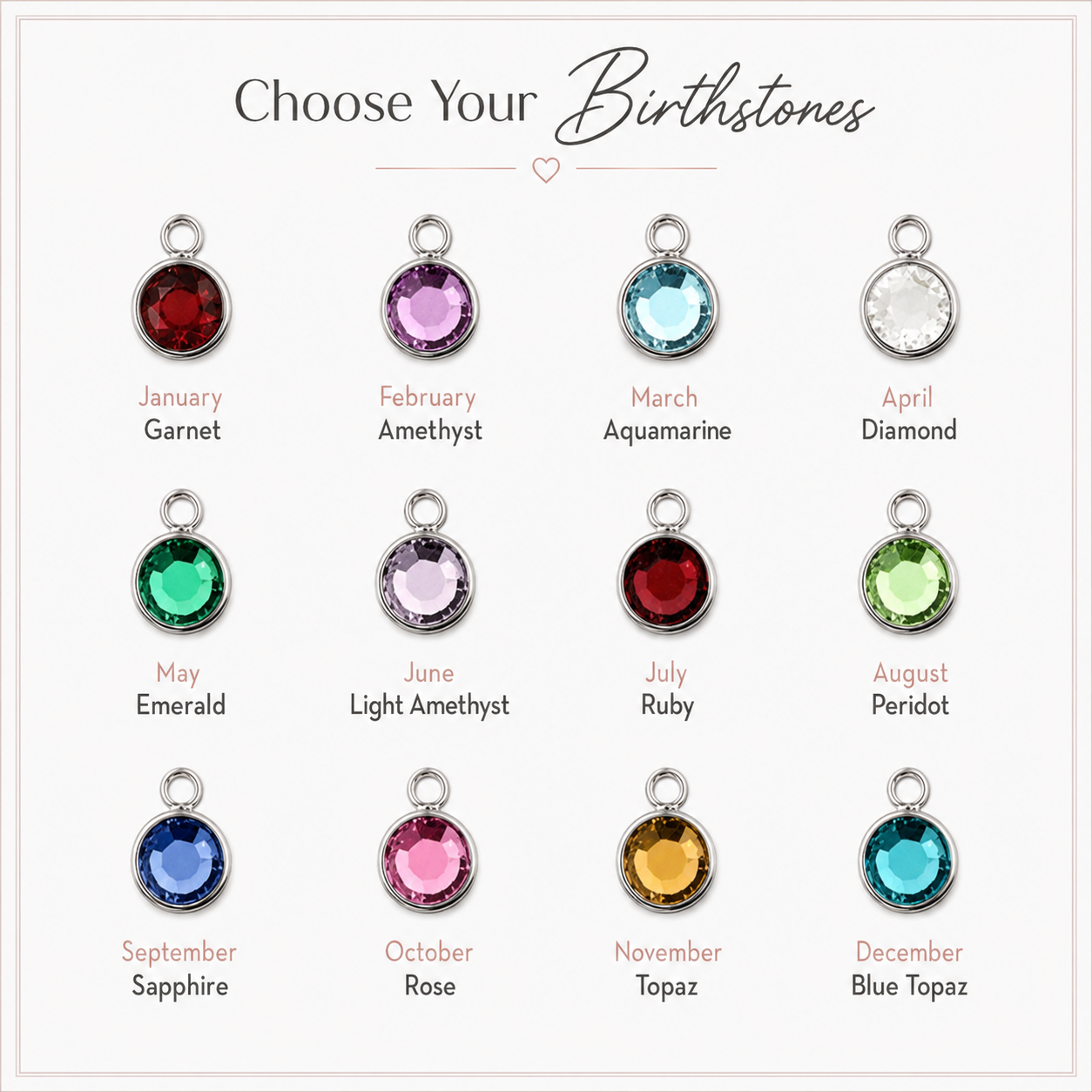 Custom Mother's Birthstone Necklace | Names & Birthstones for Every Child
