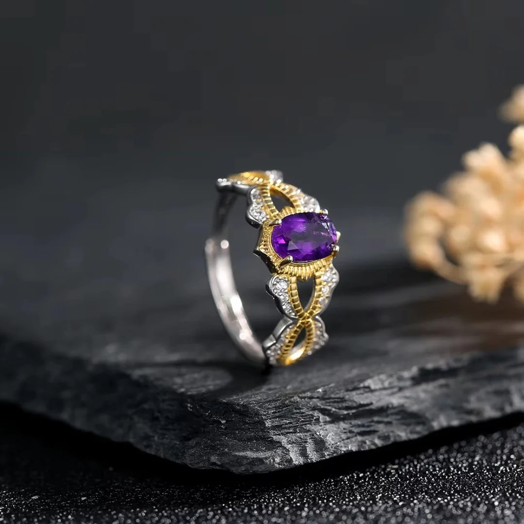February Amethyst Birthstone Ring
