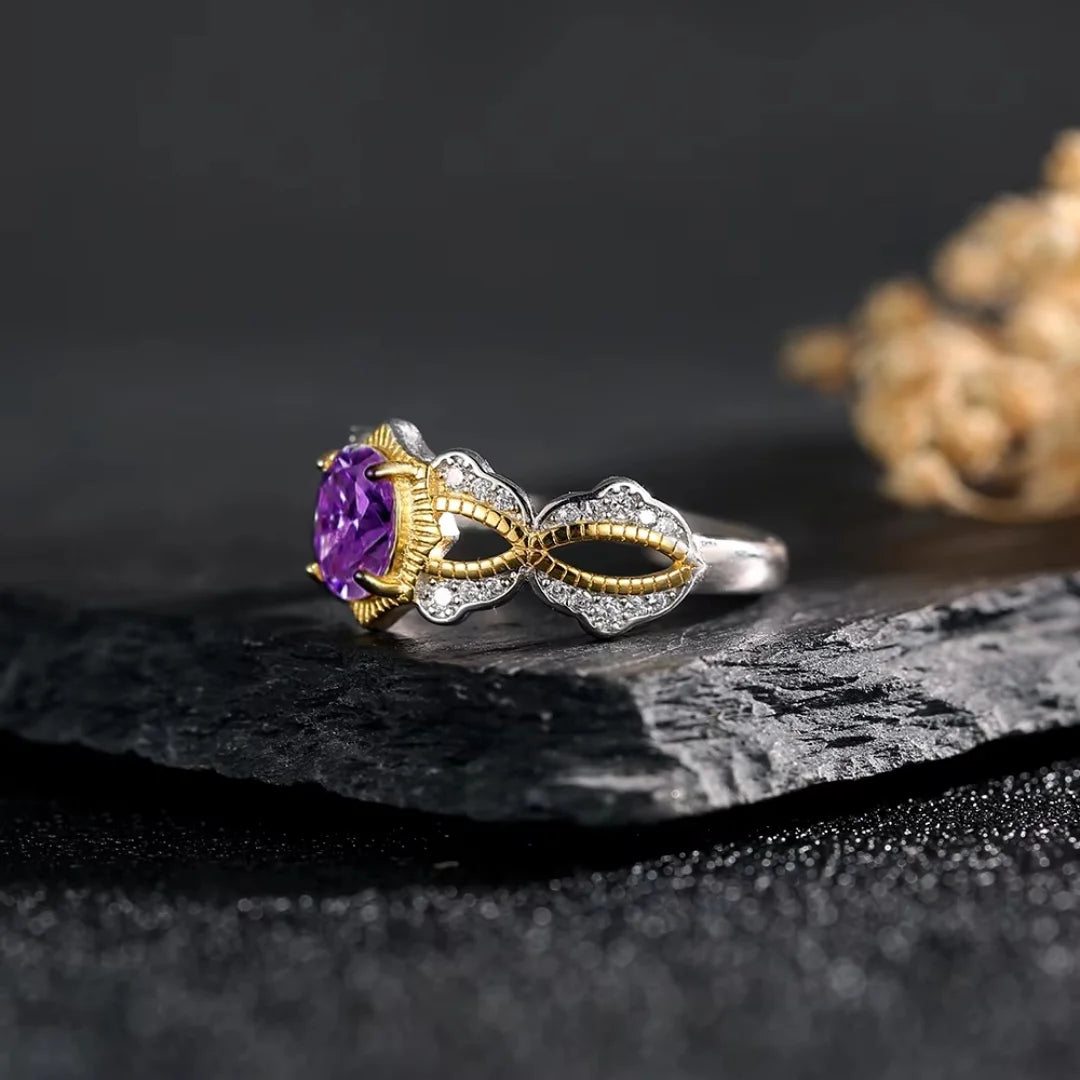 February Amethyst Birthstone Ring