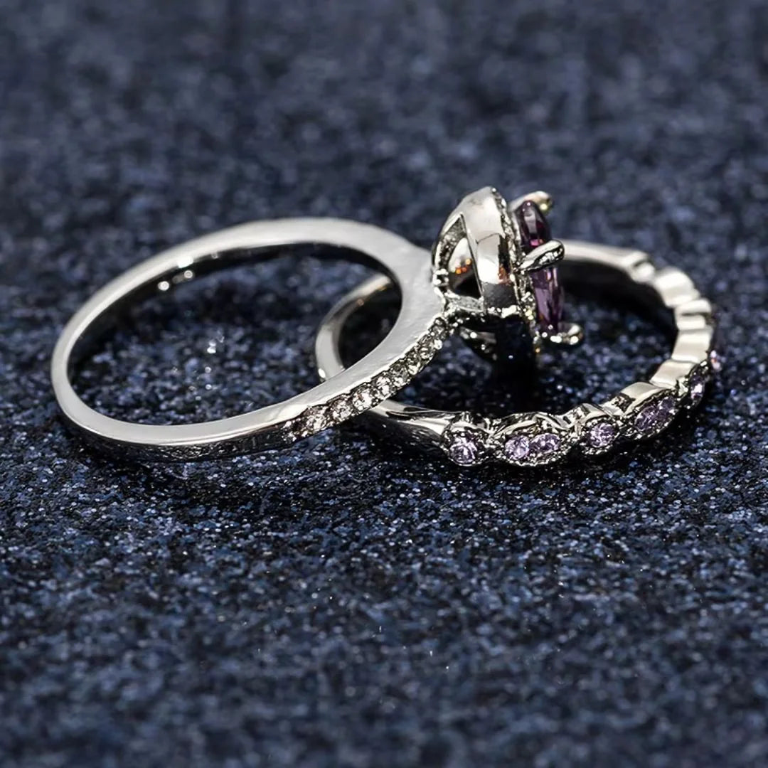 February Amethyst Birthstone Stacking Ring
