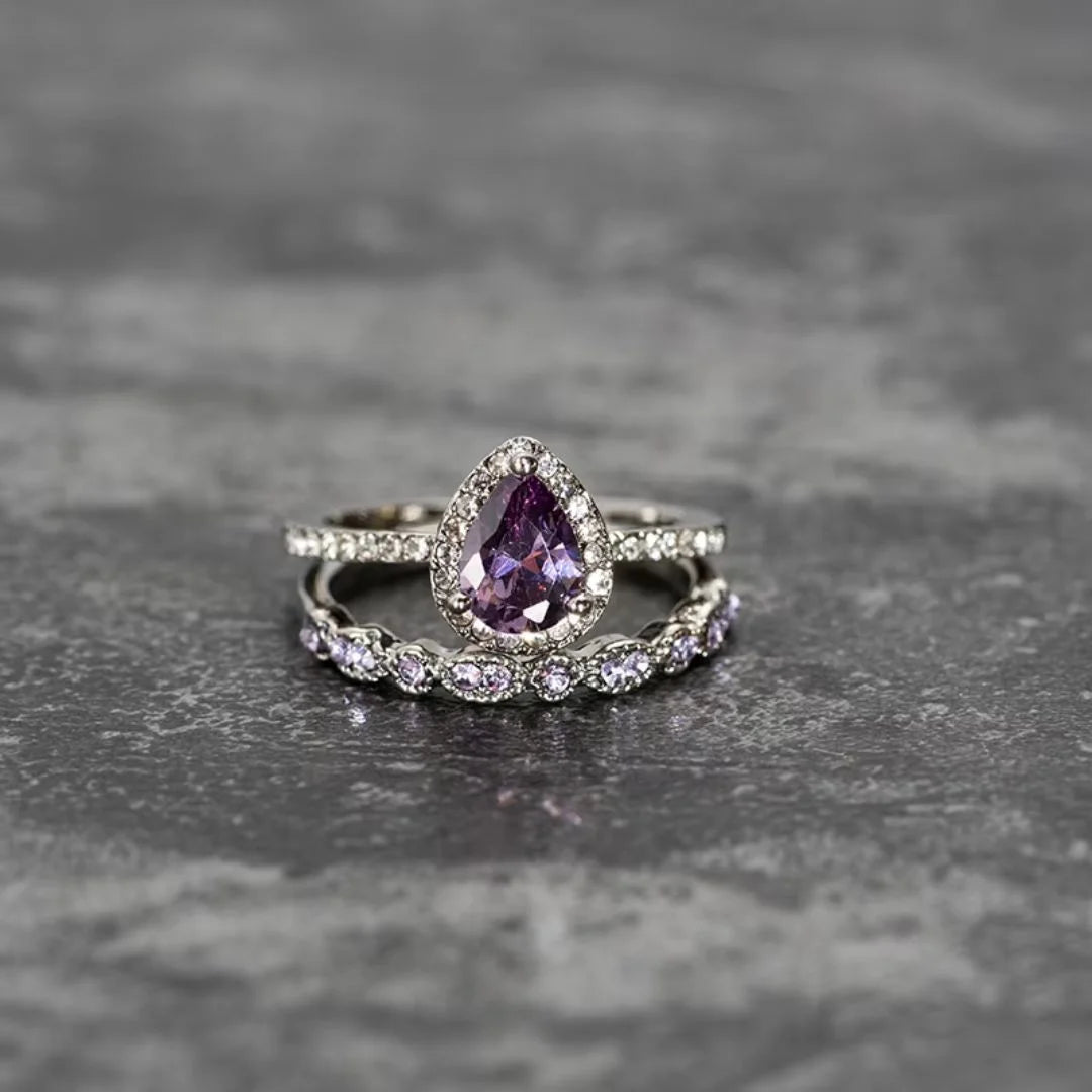 February Amethyst Birthstone Stacking Ring