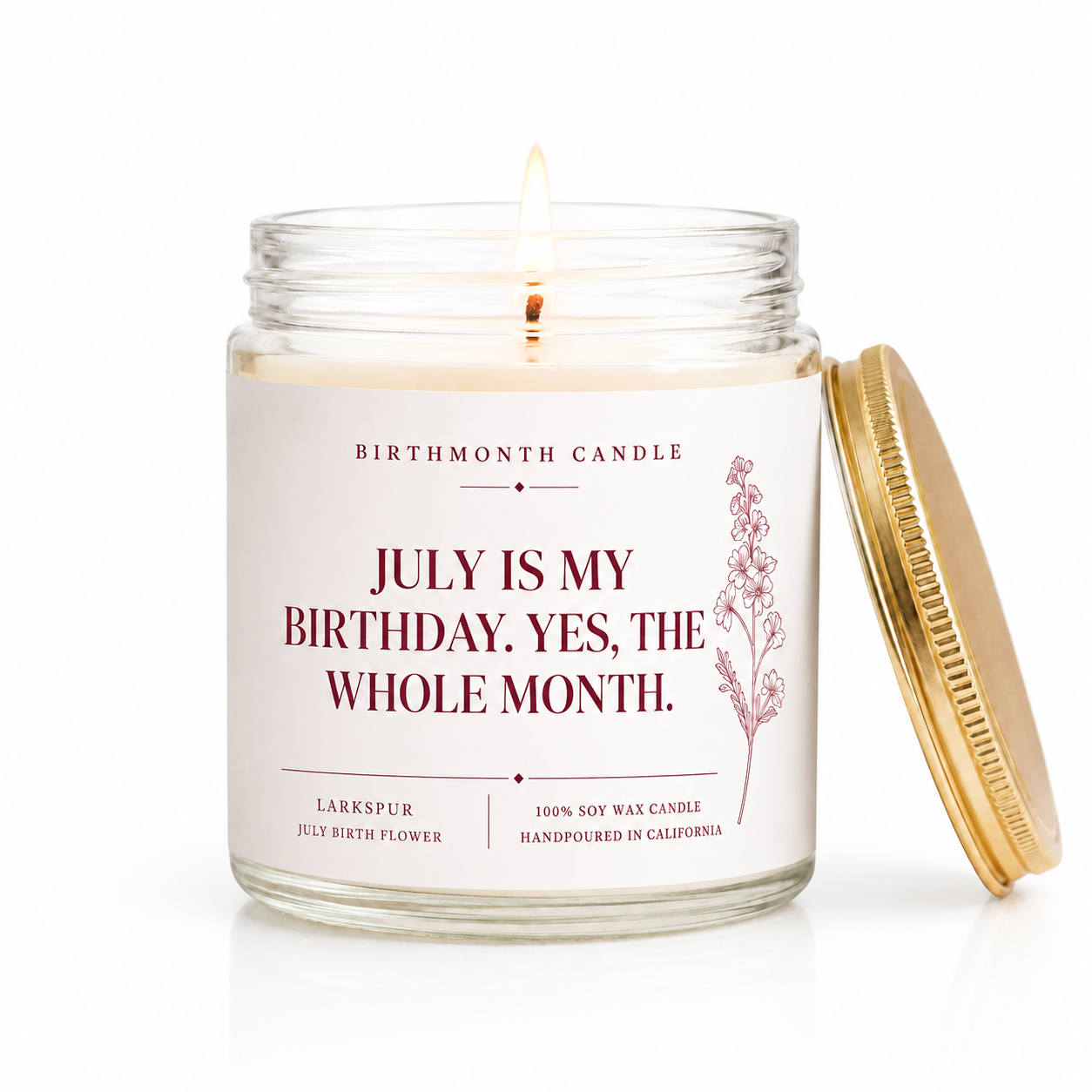 July Birthday Candle | Hand-Poured Birth Month Soy Candle