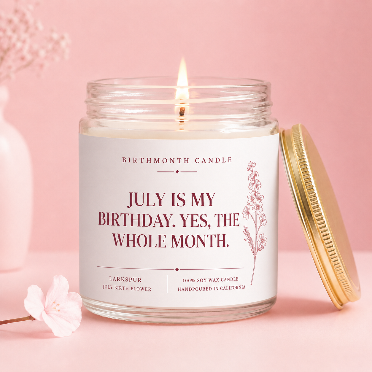 July Birthday Candle | Hand-Poured Birth Month Soy Candle