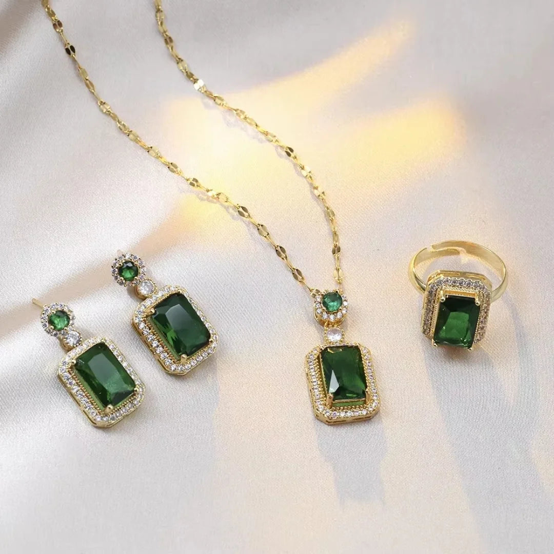 May Emerald Birthstone Jewelry Set