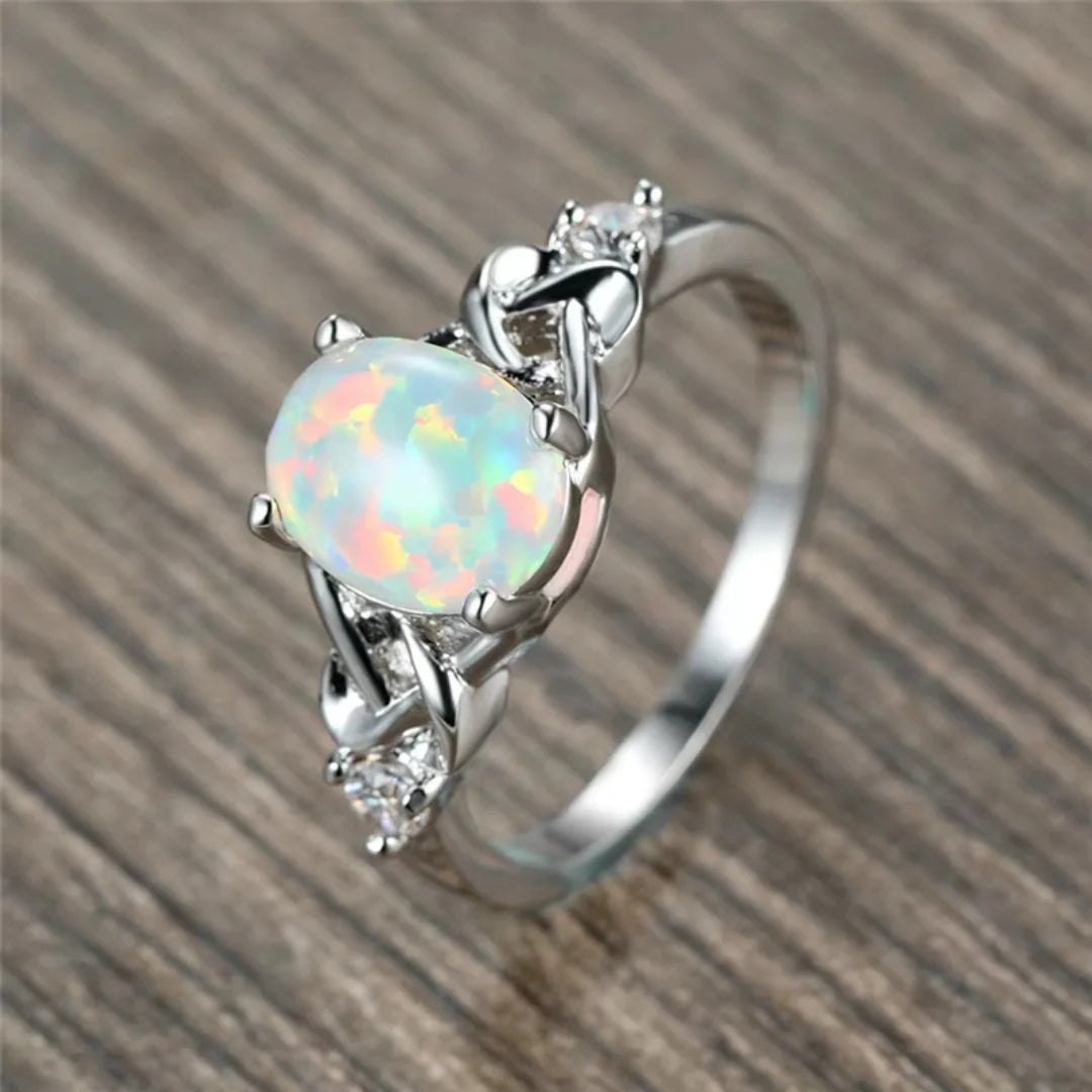 You're Mine Love Knot October Opal Ring