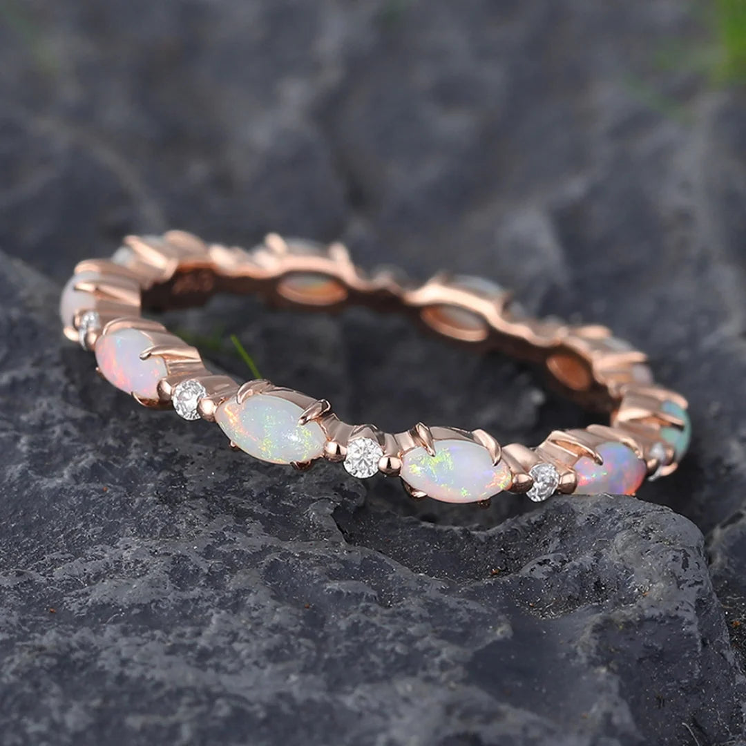 Mystic October Opal Birthstone Ring