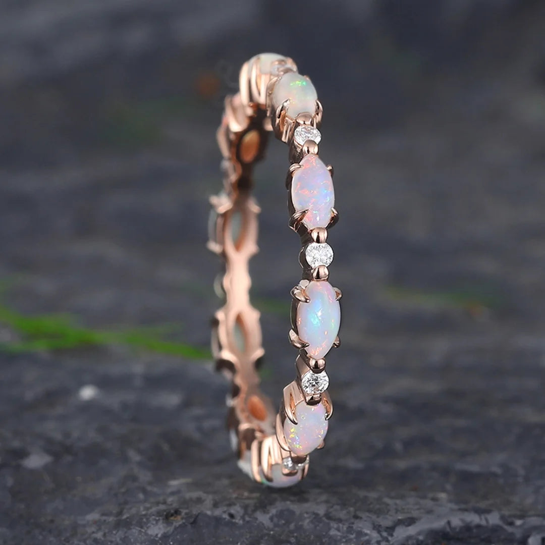 Mystic October Opal Birthstone Ring