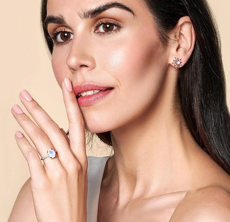 June Oval Moonstone Birthstone Ring