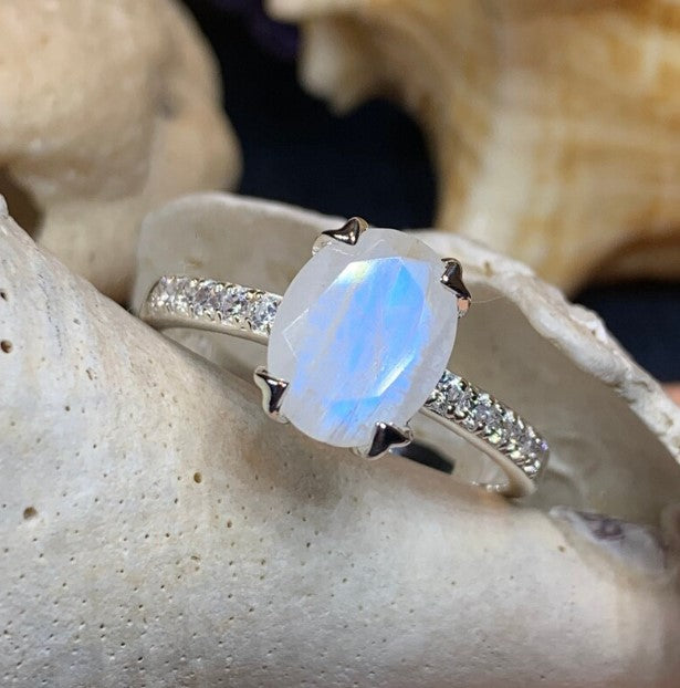 June Oval Moonstone Birthstone Ring