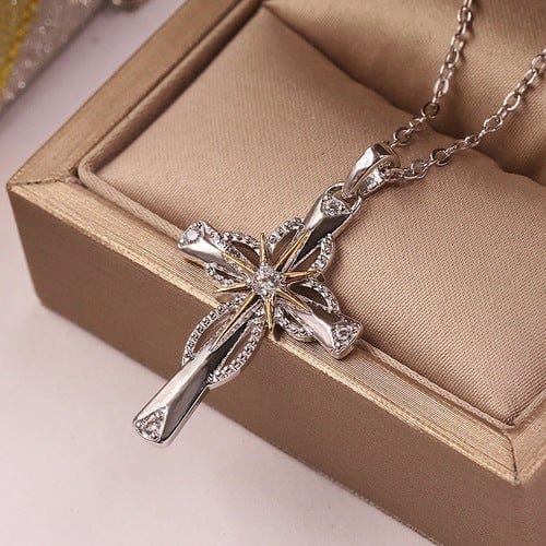 Glowing Star Cross Necklace - Birthmonth Deals