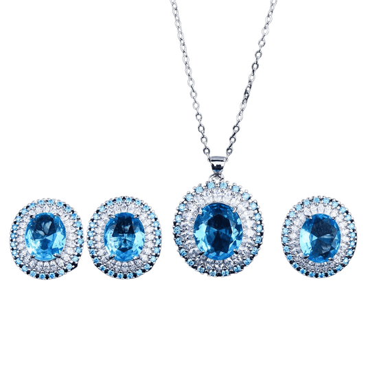 March Aquamarine Birthstone Jewelry Set